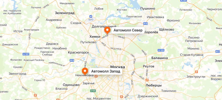 Карта филиалов Академия Селект